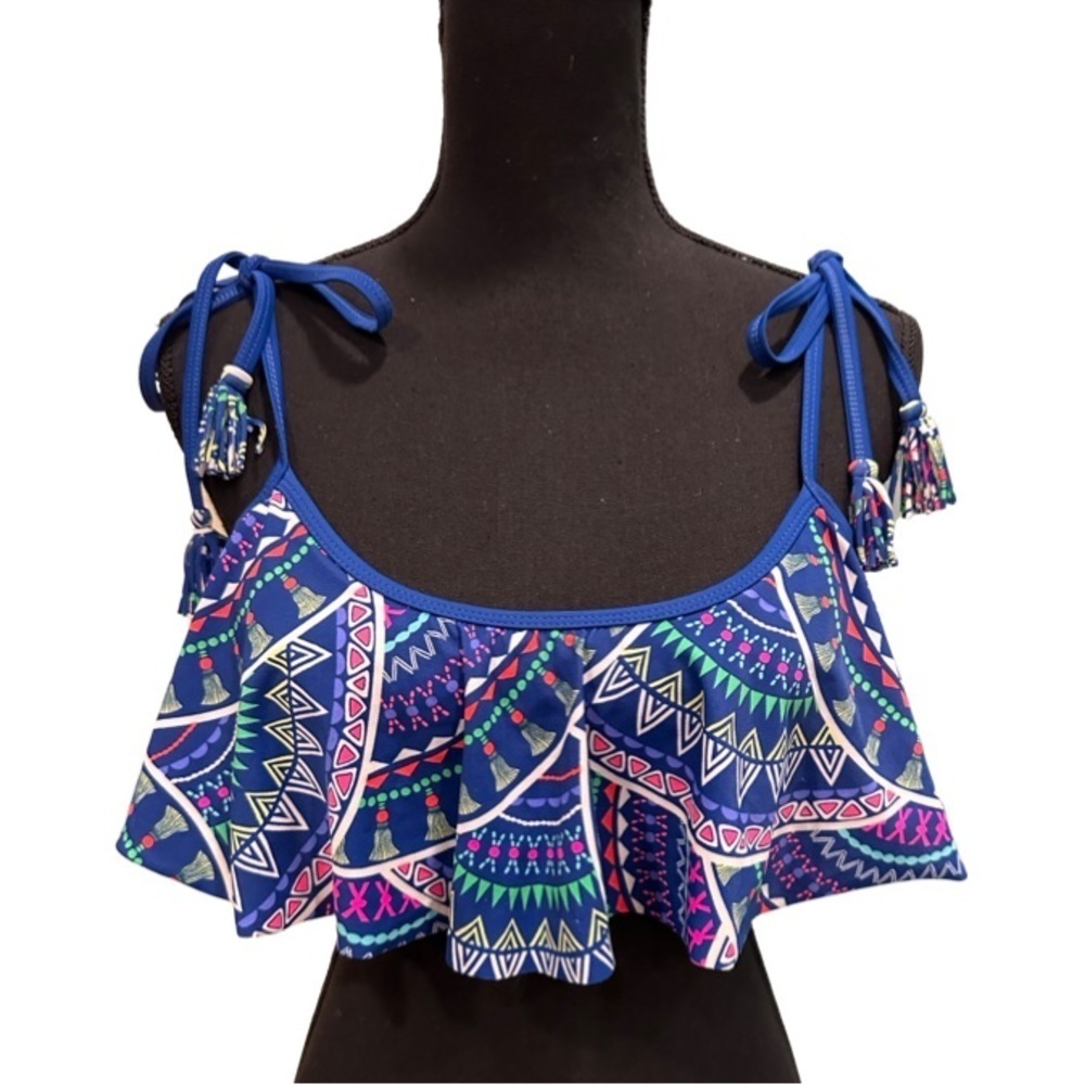 EUC URBAN SEA RUFLED TOP BIKINI SZ M